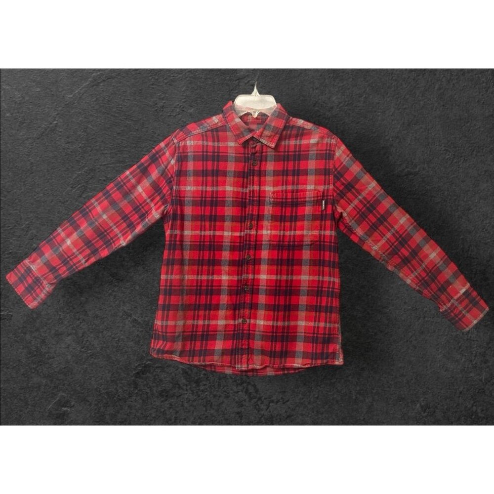 Eddie Bauer Vintage Red & Black Buffalo Plaid Flannel Shirt M Cotton Long Sleeve